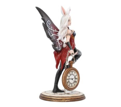 The side view shows her flowing red top and the white pocket watch with roman numerals. The painted time is 9.12 - no idea why