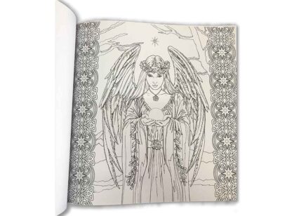 Inside the colouring book is a bunch of colourable images including this one - an angel with wings